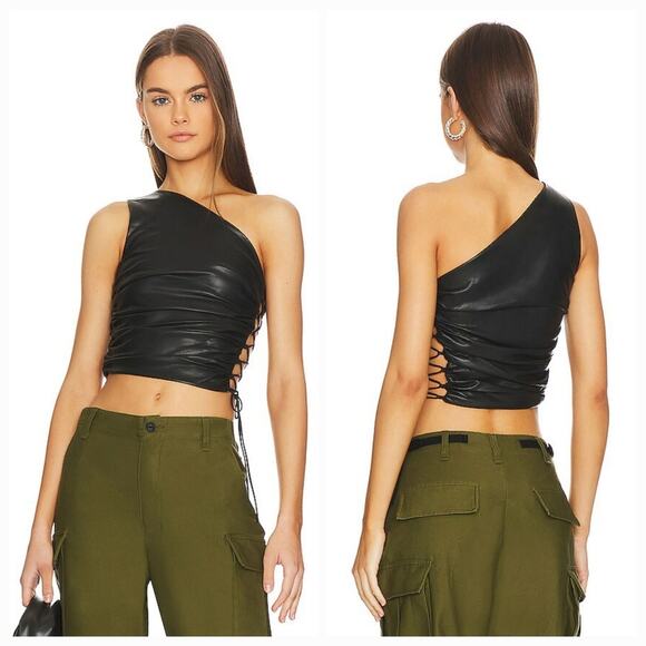 MORE TO COME Kissa One Shoulder Top in Black Small - Picture 1 of 7